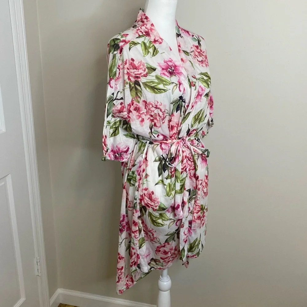 Show Me Your Mumu Pink Cream Pink Floral Robe Kimono Duster Garden of Bl… - Picture 8 of 14